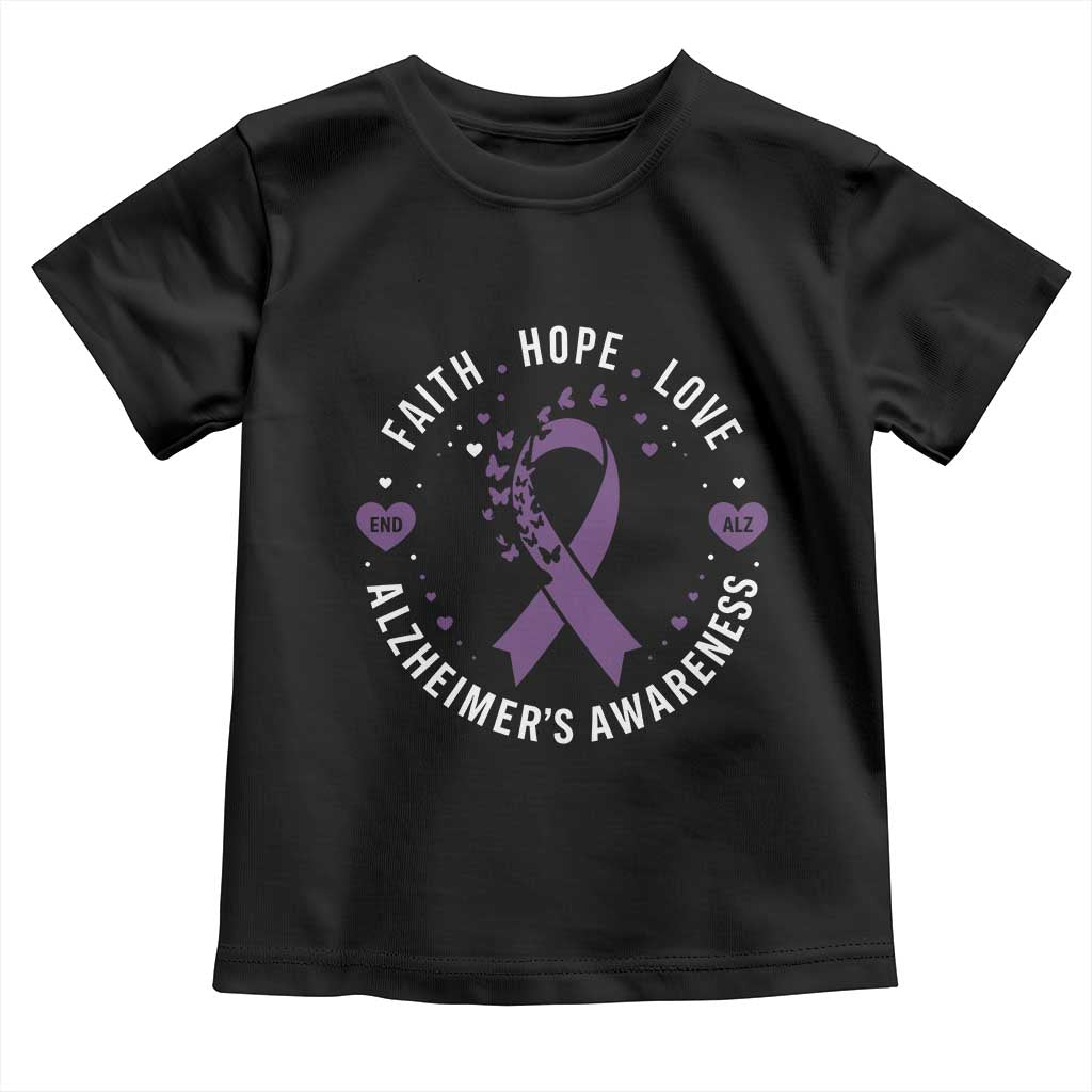 Faith Hope Love Purple Ribbon Toddler T Shirt End Alzheimers Butterfly Graphic