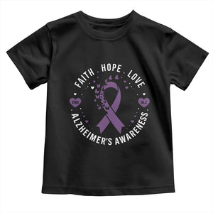 Faith Hope Love Purple Ribbon Toddler T Shirt End Alzheimers Butterfly Graphic