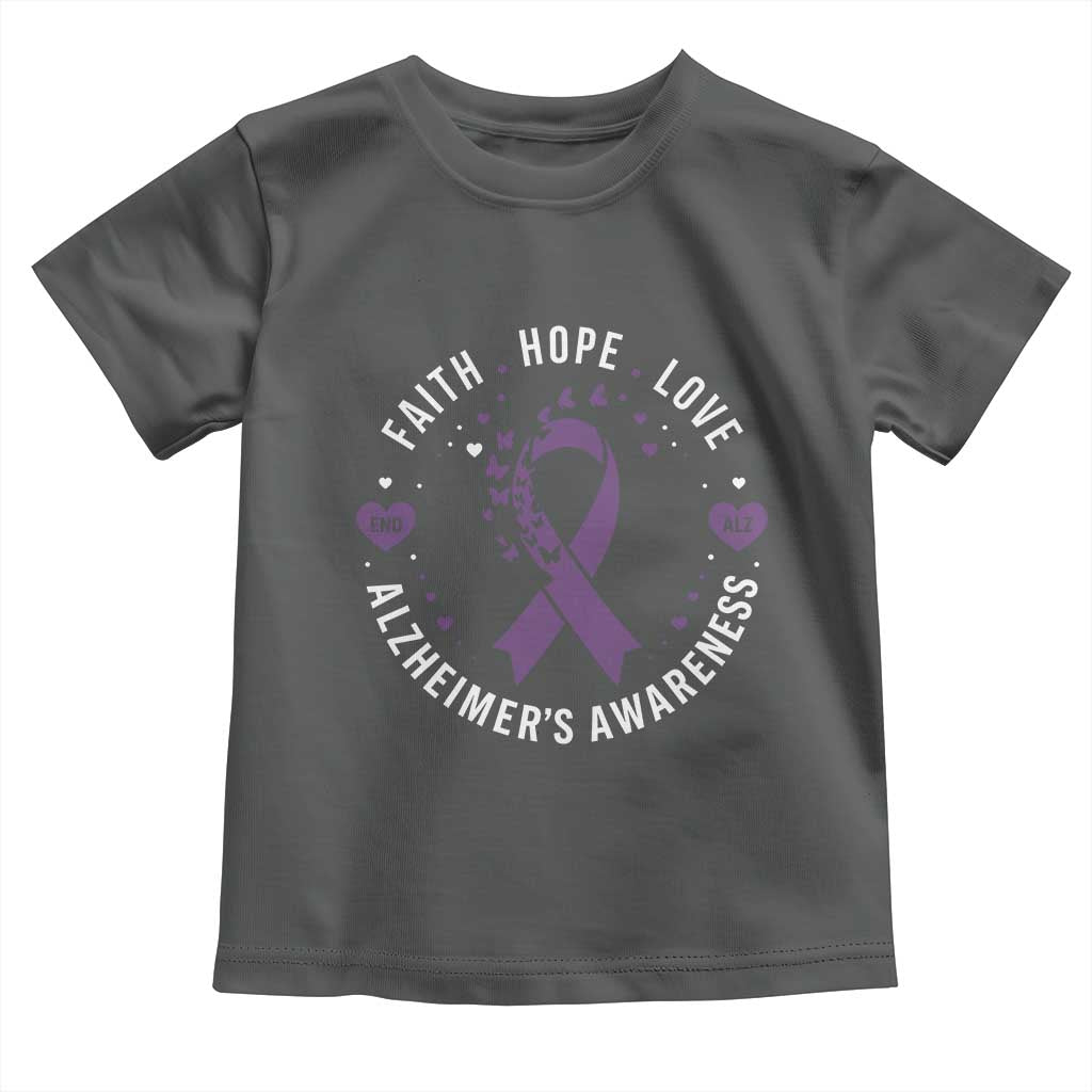 Faith Hope Love Purple Ribbon Toddler T Shirt End Alzheimers Butterfly Graphic