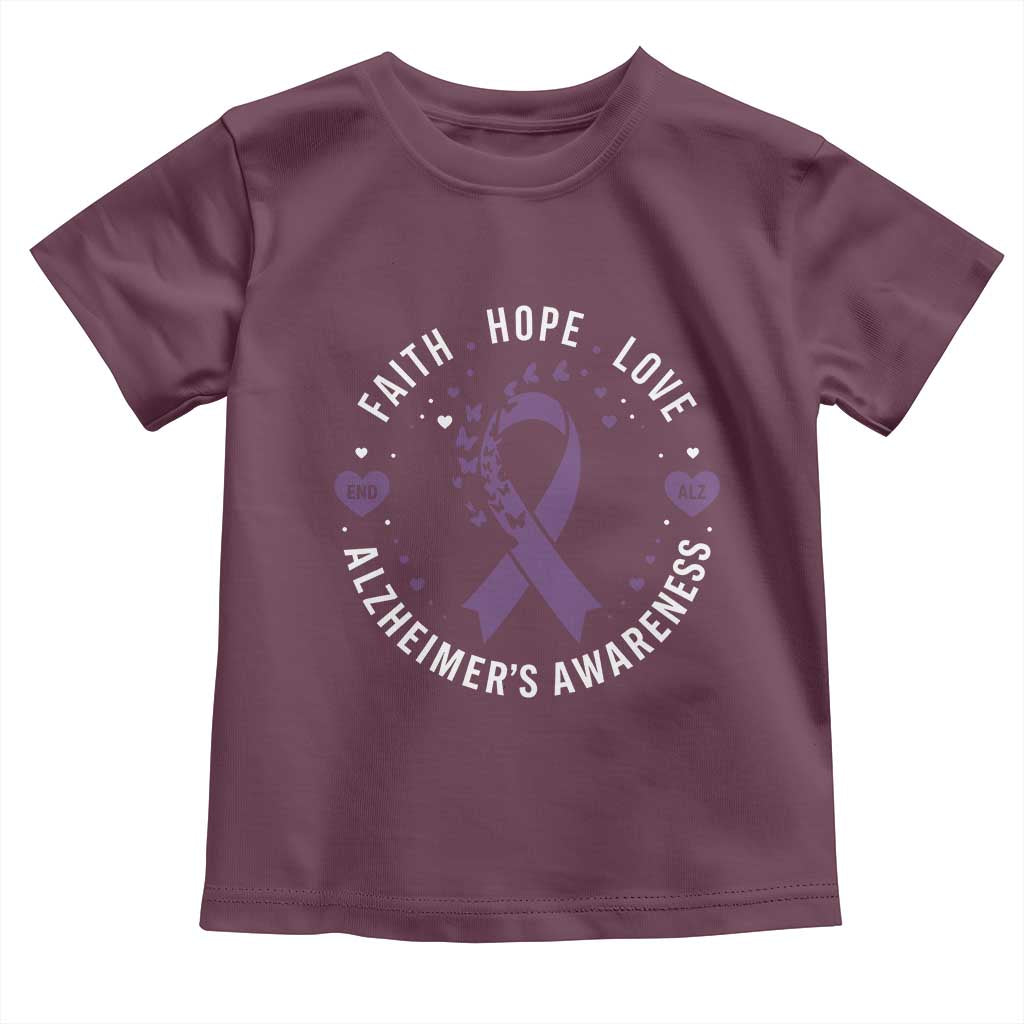 Faith Hope Love Purple Ribbon Toddler T Shirt End Alzheimers Butterfly Graphic