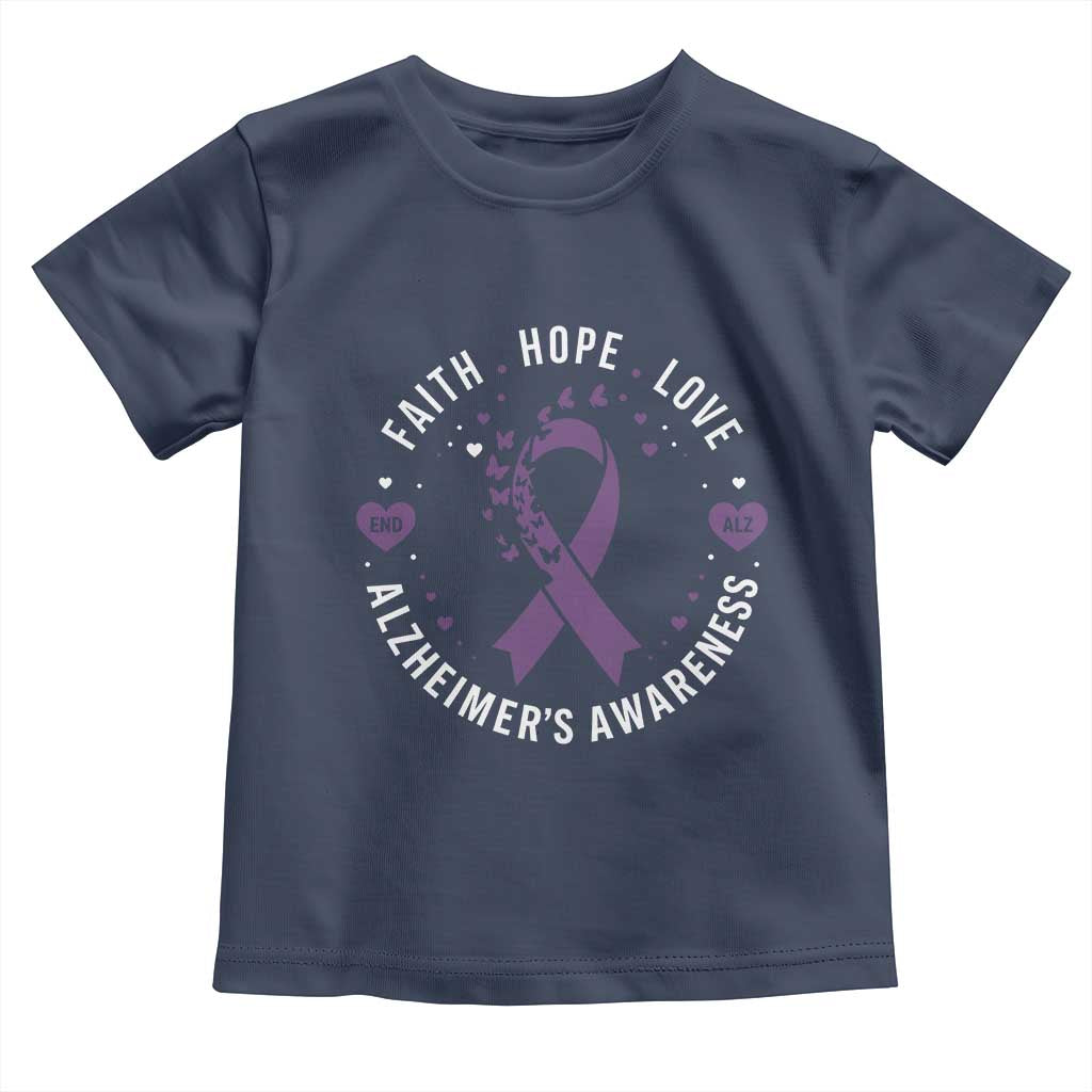 Faith Hope Love Purple Ribbon Toddler T Shirt End Alzheimers Butterfly Graphic