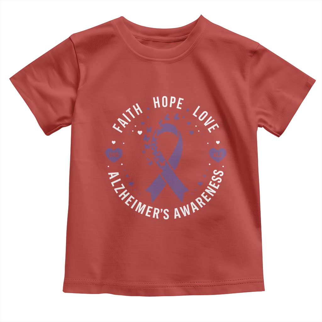Faith Hope Love Purple Ribbon Toddler T Shirt End Alzheimers Butterfly Graphic