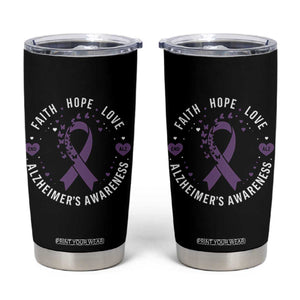 Faith Hope Love Purple Ribbon Tumbler Cup End Alzheimers Butterfly Graphic