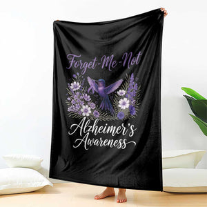 Forget Me Not Alzheimers Awareness Throw Blanket Hummingbird Purple Ribbon Floral
