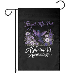 Forget Me Not Alzheimers Awareness Garden Flag Hummingbird Purple Ribbon Floral