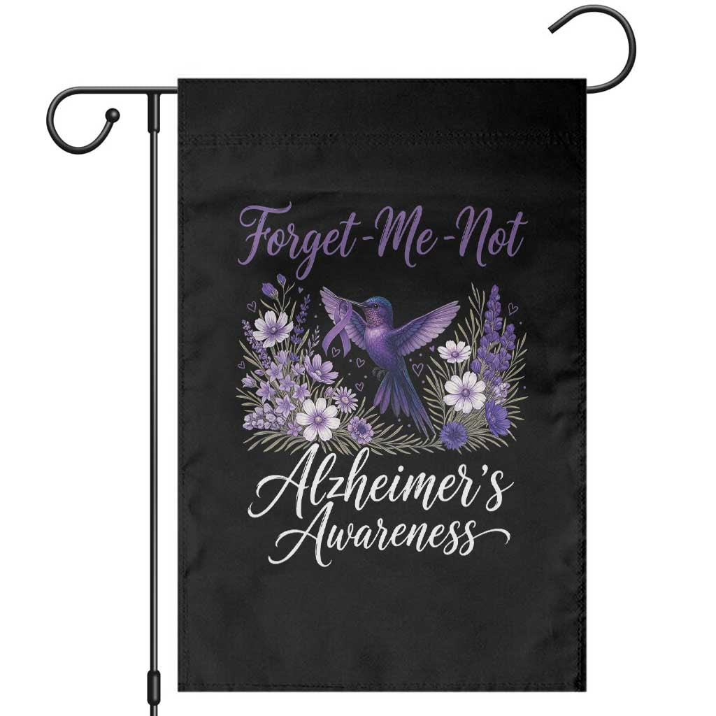 Forget Me Not Alzheimers Awareness Garden Flag Hummingbird Purple Ribbon Floral TS12 Black Print Your Wear