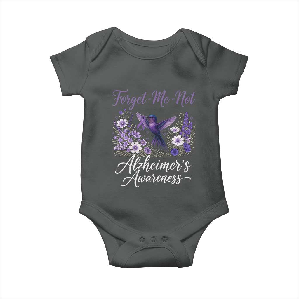 Forget Me Not Alzheimers Awareness Baby Onesie Hummingbird Purple Ribbon Floral