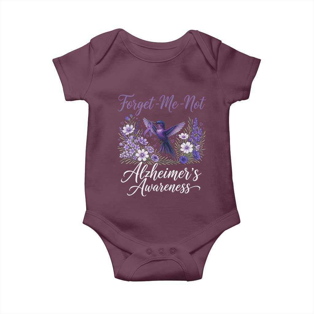 Forget Me Not Alzheimers Awareness Baby Onesie Hummingbird Purple Ribbon Floral