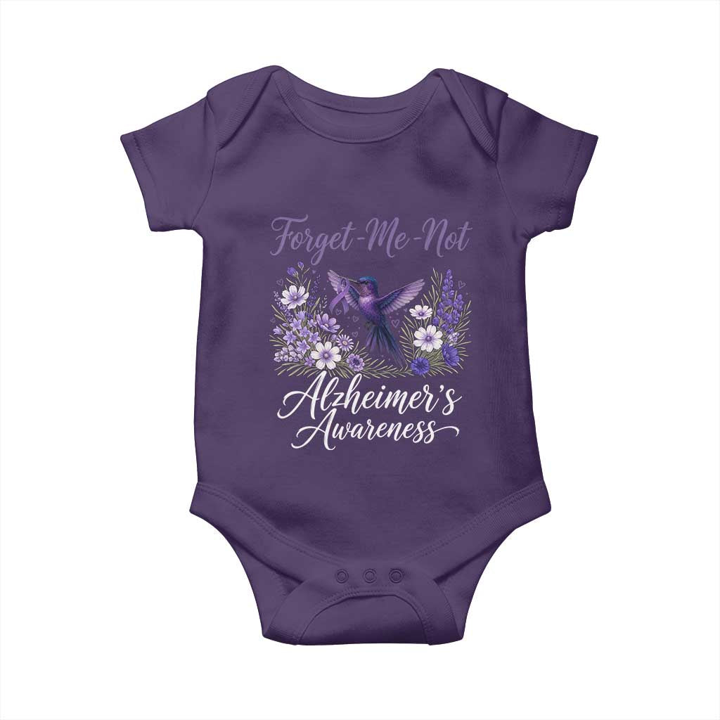 Forget Me Not Alzheimers Awareness Baby Onesie Hummingbird Purple Ribbon Floral TS12 Purple Print Your Wear