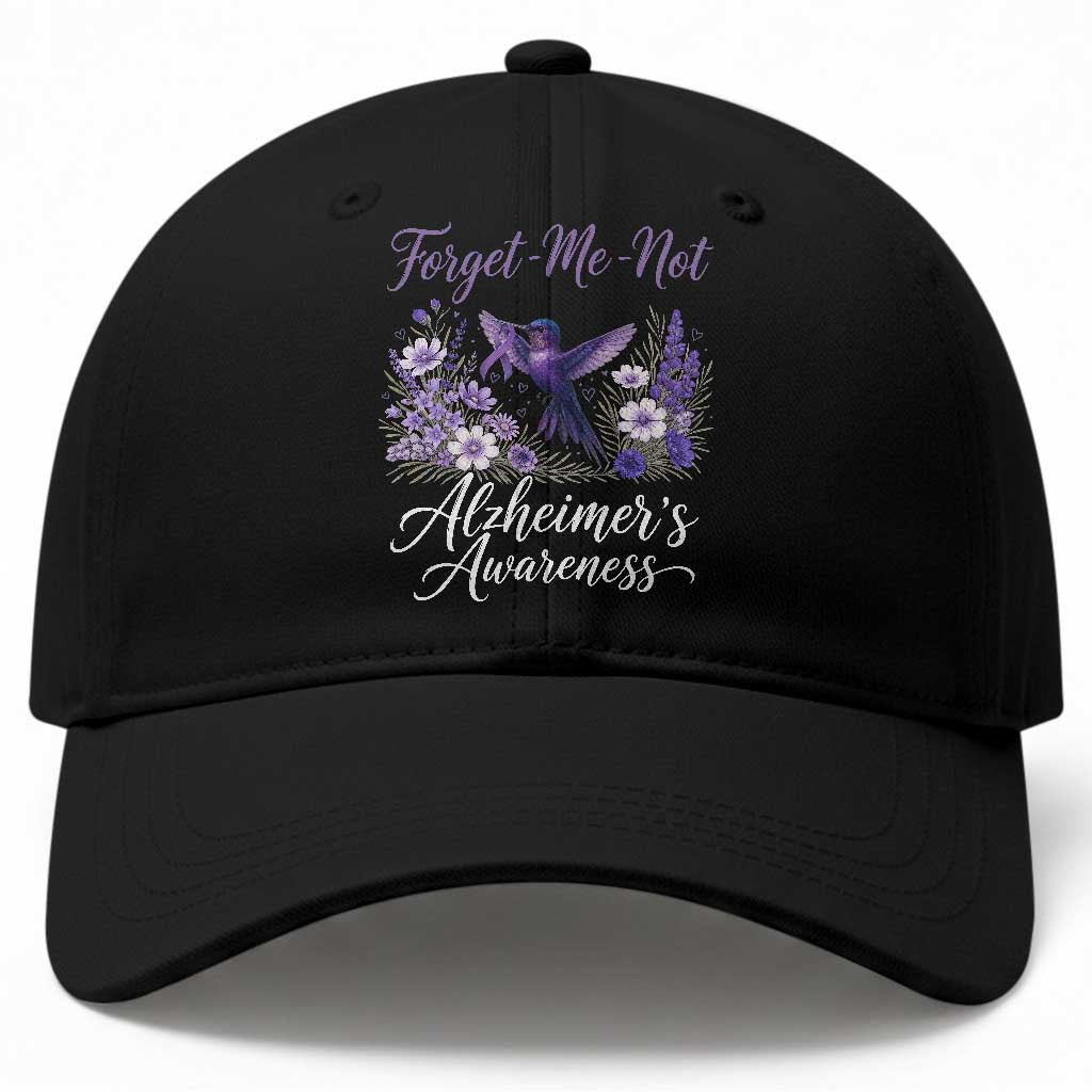 Forget Me Not Alzheimers Awareness Baseball Cap Hummingbird Purple Ribbon Floral TS12 Print Your Wear