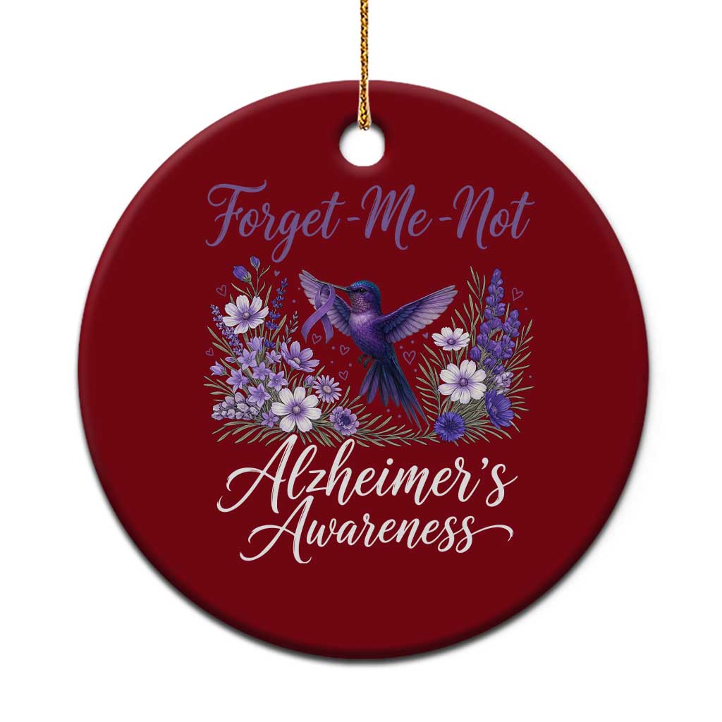 Forget Me Not Alzheimers Awareness Ceramic Ornament Hummingbird Purple Ribbon Floral TS12 1pc Red Print Your Wear