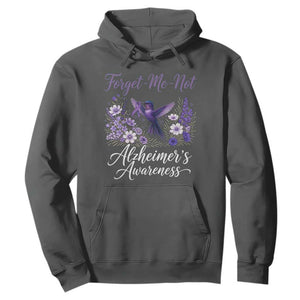 Forget Me Not Alzheimers Awareness Hoodie Hummingbird Purple Ribbon Floral