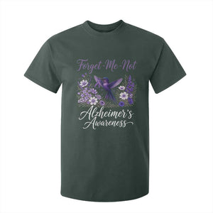 Forget Me Not Alzheimers Awareness T Shirt For Kid Hummingbird Purple Ribbon Floral