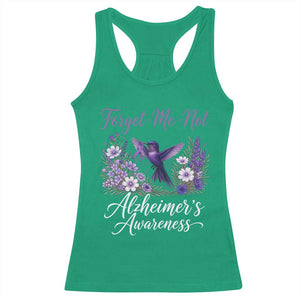 Forget Me Not Alzheimers Awareness Racerback Tank Top Hummingbird Purple Ribbon Floral