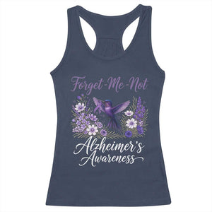 Forget Me Not Alzheimers Awareness Racerback Tank Top Hummingbird Purple Ribbon Floral