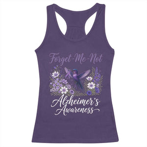 Forget Me Not Alzheimers Awareness Racerback Tank Top Hummingbird Purple Ribbon Floral