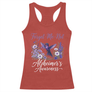 Forget Me Not Alzheimers Awareness Racerback Tank Top Hummingbird Purple Ribbon Floral