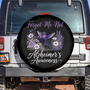 Forget Me Not Alzheimers Awareness Spare Tire Cover Hummingbird Purple Ribbon Floral