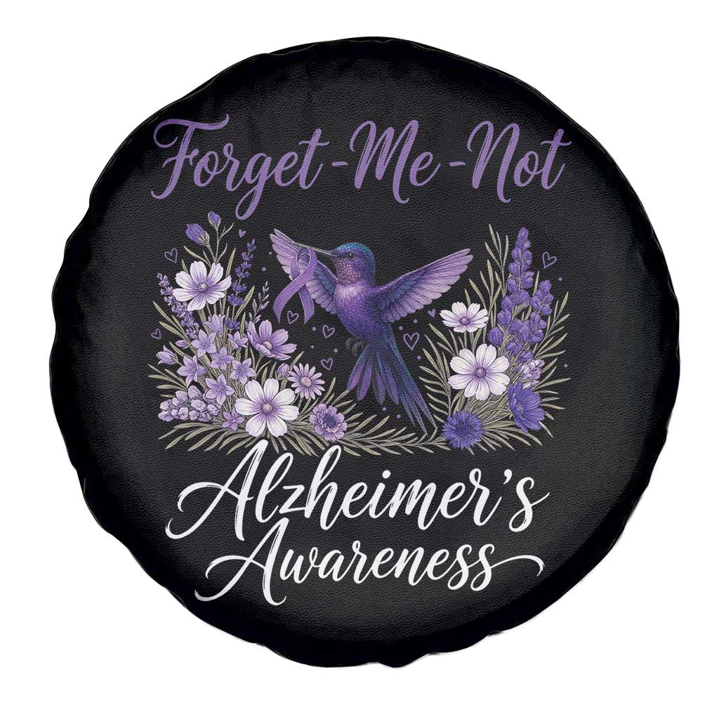 Forget Me Not Alzheimers Awareness Spare Tire Cover Hummingbird Purple Ribbon Floral