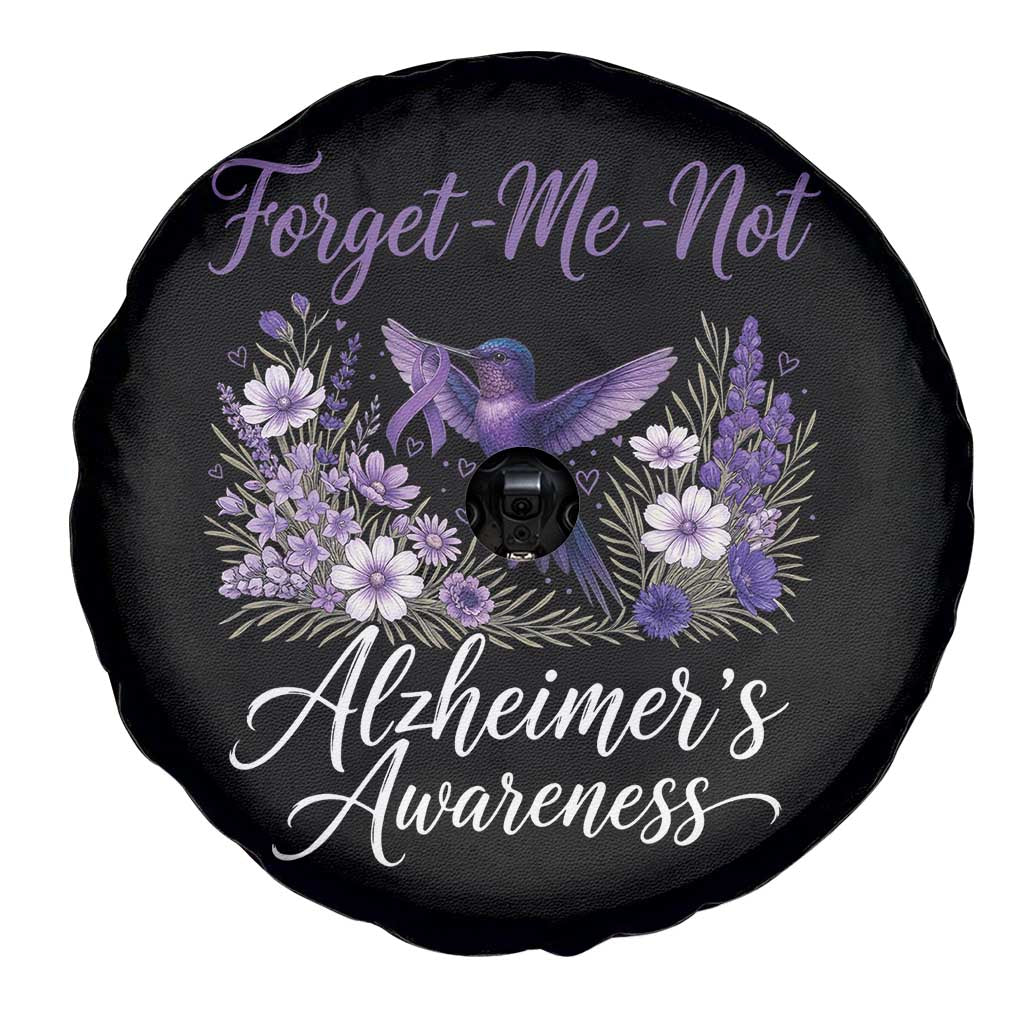 Forget Me Not Alzheimers Awareness Spare Tire Cover Hummingbird Purple Ribbon Floral