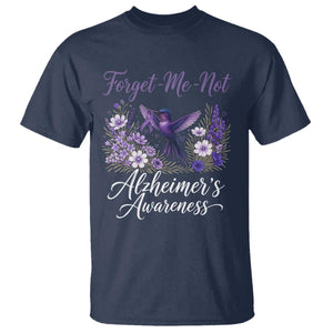 Forget Me Not Alzheimers Awareness T Shirt Hummingbird Purple Ribbon Floral