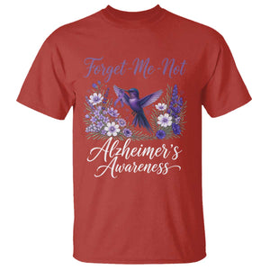 Forget Me Not Alzheimers Awareness T Shirt Hummingbird Purple Ribbon Floral