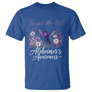 Forget Me Not Alzheimers Awareness T Shirt Hummingbird Purple Ribbon Floral