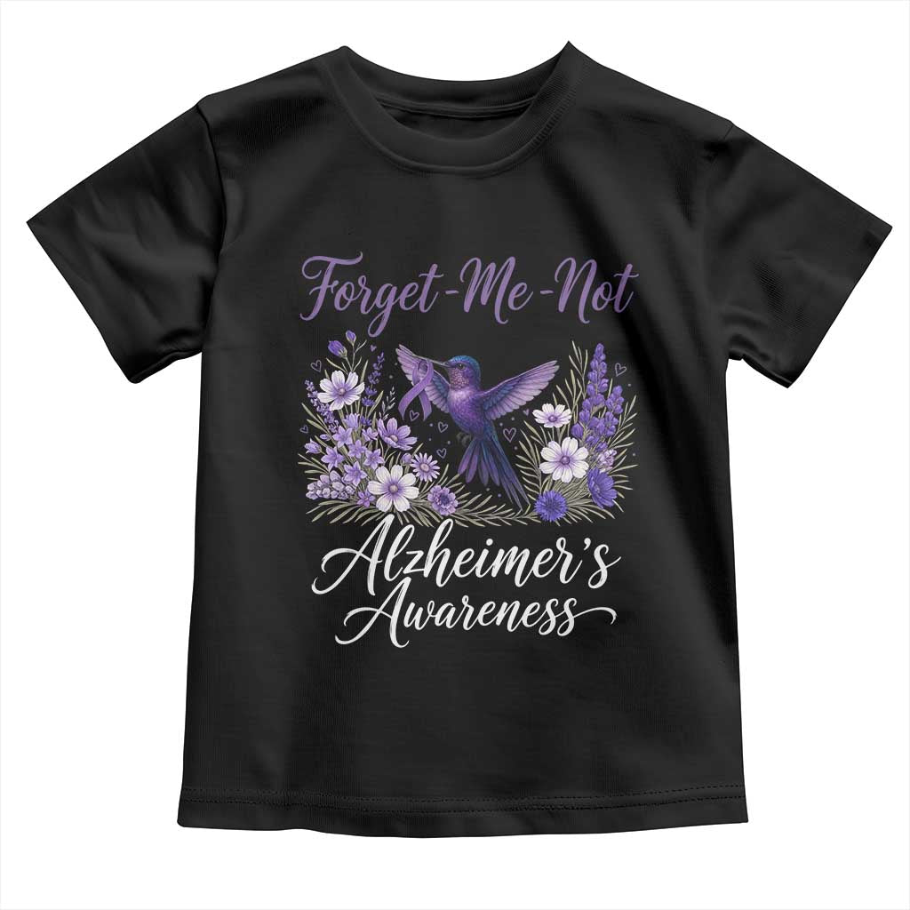 Forget Me Not Alzheimers Awareness Toddler T Shirt Hummingbird Purple Ribbon Floral