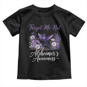 Forget Me Not Alzheimers Awareness Toddler T Shirt Hummingbird Purple Ribbon Floral