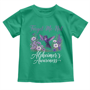 Forget Me Not Alzheimers Awareness Toddler T Shirt Hummingbird Purple Ribbon Floral