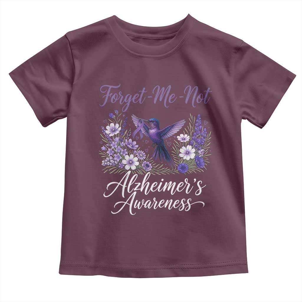 Forget Me Not Alzheimers Awareness Toddler T Shirt Hummingbird Purple Ribbon Floral