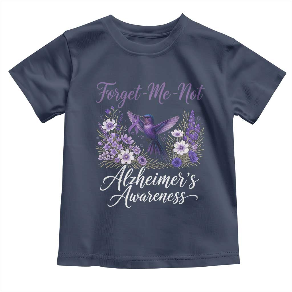 Forget Me Not Alzheimers Awareness Toddler T Shirt Hummingbird Purple Ribbon Floral