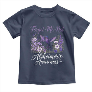 Forget Me Not Alzheimers Awareness Toddler T Shirt Hummingbird Purple Ribbon Floral