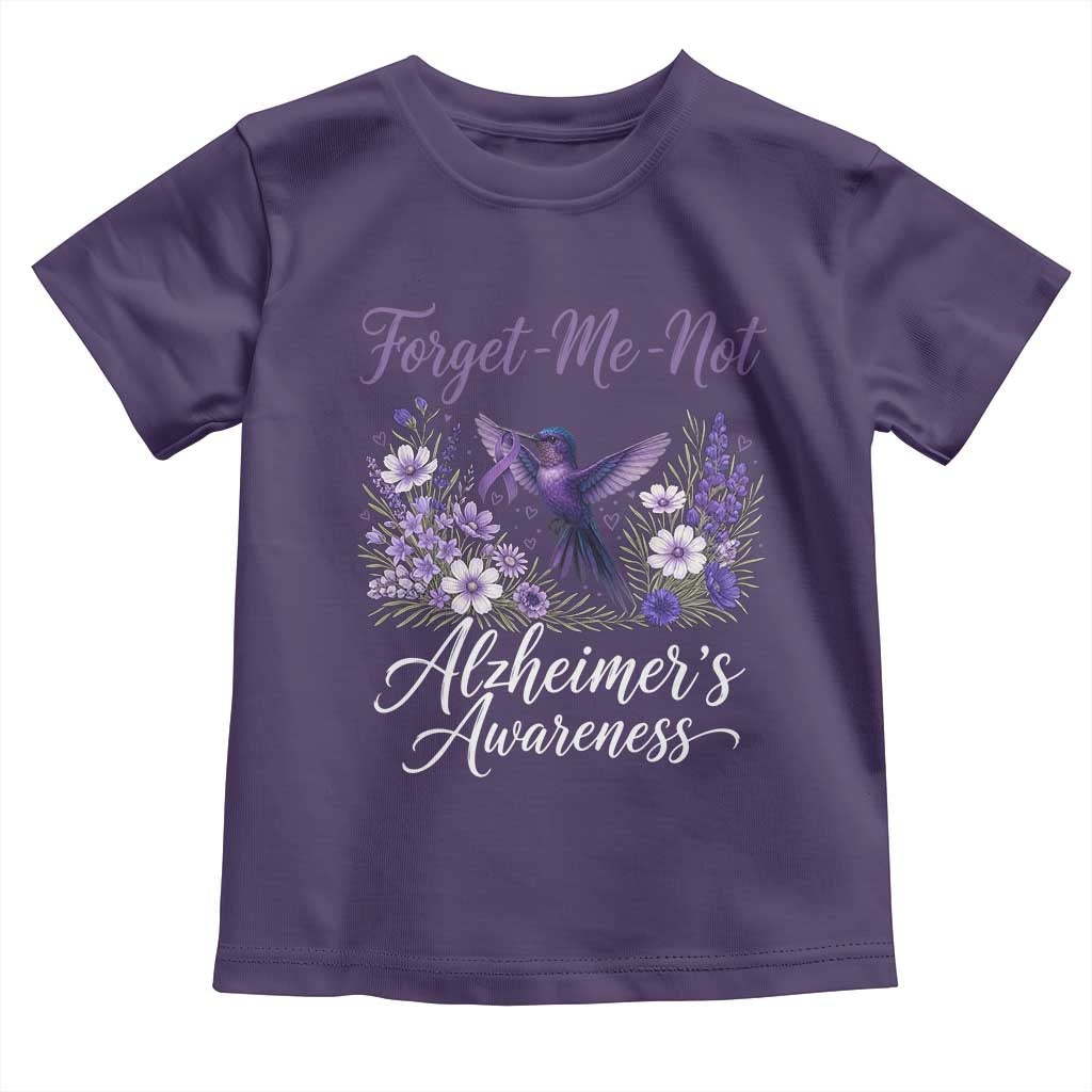 Forget Me Not Alzheimers Awareness Toddler T Shirt Hummingbird Purple Ribbon Floral