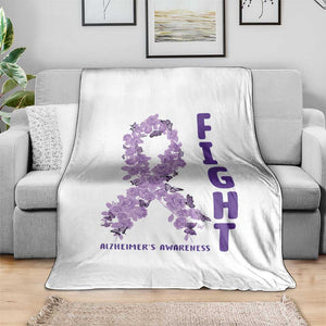 Fight Alzheimers Awareness Support Throw Blanket Purple Ribbon Floral Butterfly
