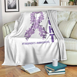 Fight Alzheimers Awareness Support Throw Blanket Purple Ribbon Floral Butterfly