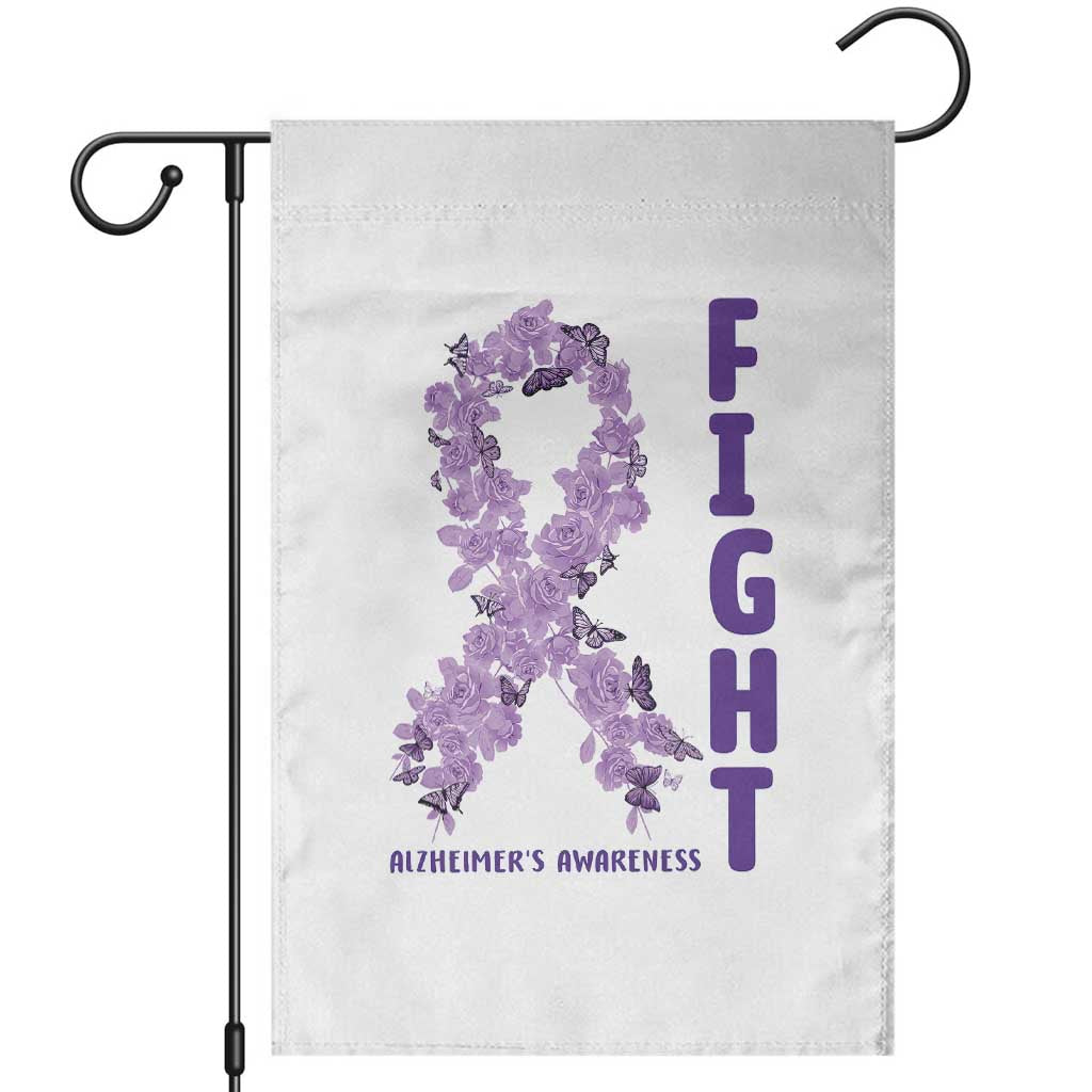 Fight Alzheimers Awareness Support Garden Flag Purple Ribbon Floral Butterfly TS12 White Print Your Wear