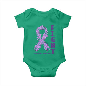 Fight Alzheimers Awareness Support Baby Onesie Purple Ribbon Floral Butterfly
