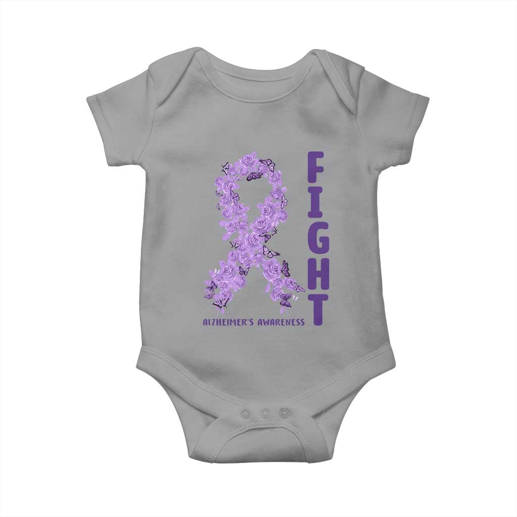 Fight Alzheimers Awareness Support Baby Onesie Purple Ribbon Floral Butterfly