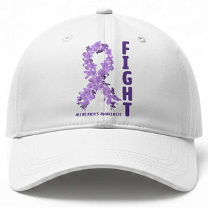 Fight Alzheimers Awareness Support Baseball Cap Purple Ribbon Floral Butterfly