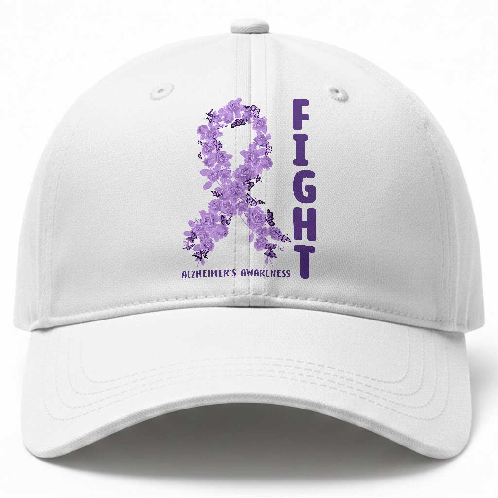Fight Alzheimers Awareness Support Baseball Cap Purple Ribbon Floral Butterfly TS12 Print Your Wear