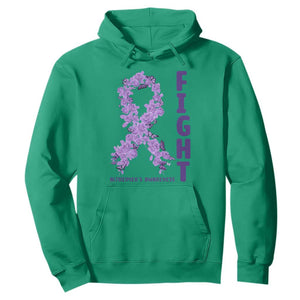 Fight Alzheimers Awareness Support Hoodie Purple Ribbon Floral Butterfly