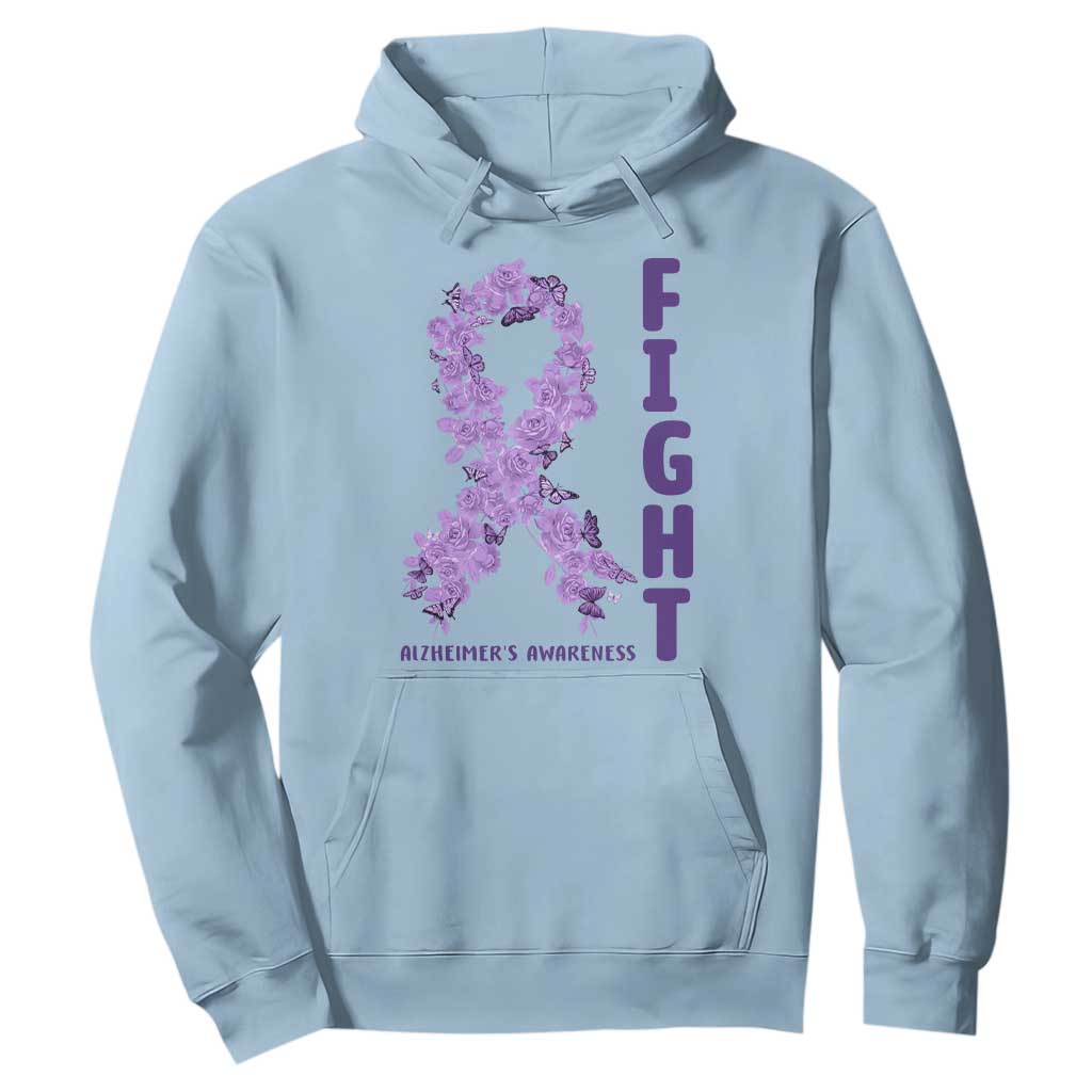 Fight Alzheimers Awareness Support Hoodie Purple Ribbon Floral Butterfly