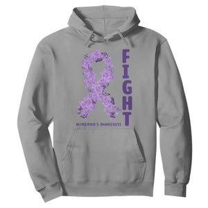 Fight Alzheimers Awareness Support Hoodie Purple Ribbon Floral Butterfly