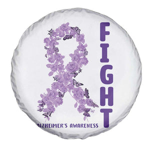 Fight Alzheimers Awareness Support Spare Tire Cover Purple Ribbon Floral Butterfly