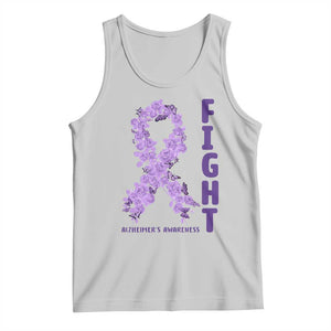 Fight Alzheimers Awareness Support Tank Top Purple Ribbon Floral Butterfly