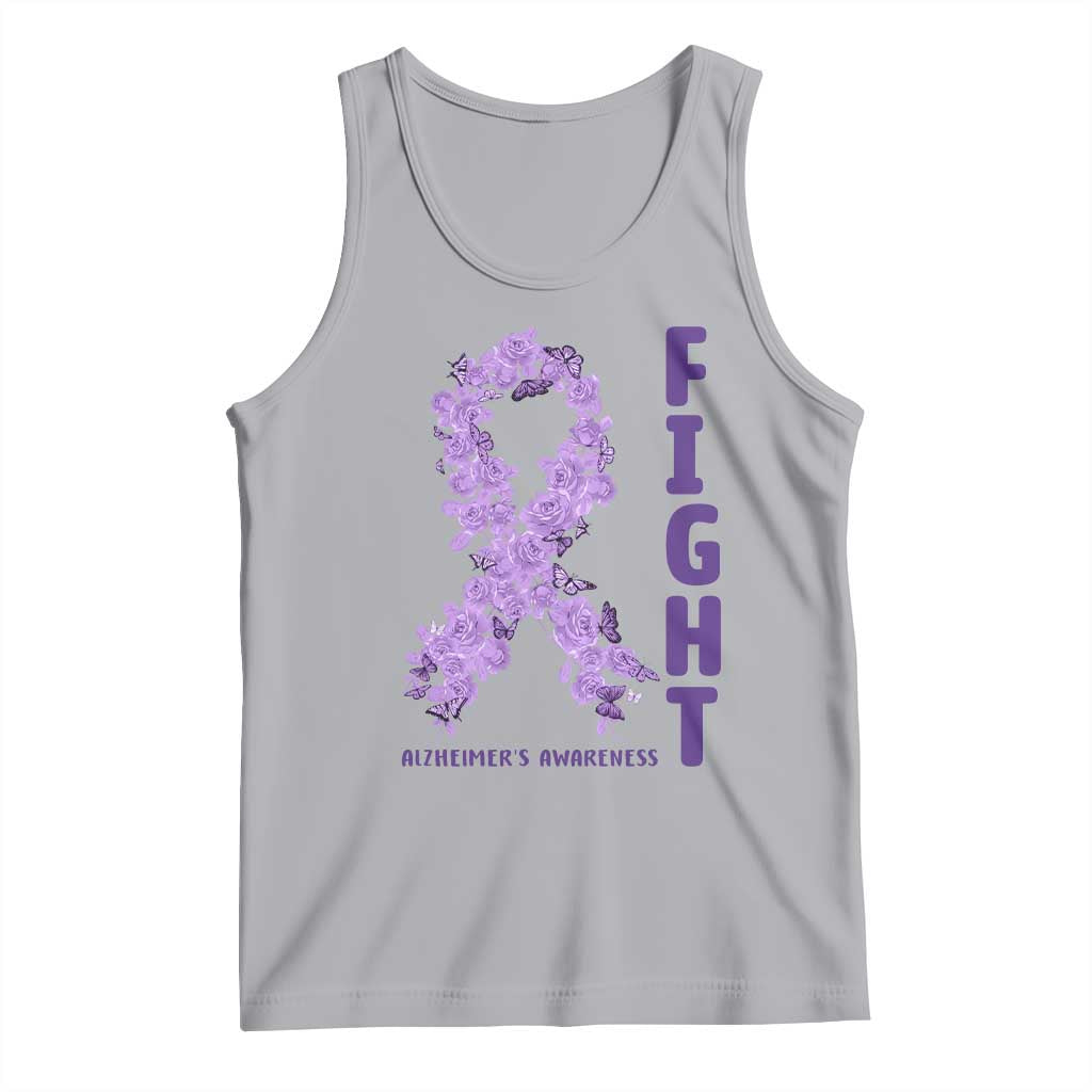 Fight Alzheimers Awareness Support Tank Top Purple Ribbon Floral Butterfly