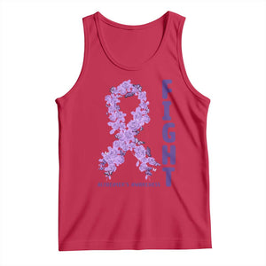 Fight Alzheimers Awareness Support Tank Top Purple Ribbon Floral Butterfly