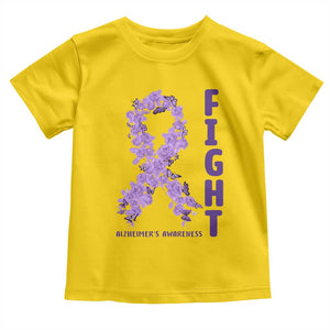Fight Alzheimers Awareness Support Toddler T Shirt Purple Ribbon Floral Butterfly