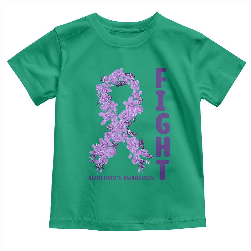 Fight Alzheimers Awareness Support Toddler T Shirt Purple Ribbon Floral Butterfly